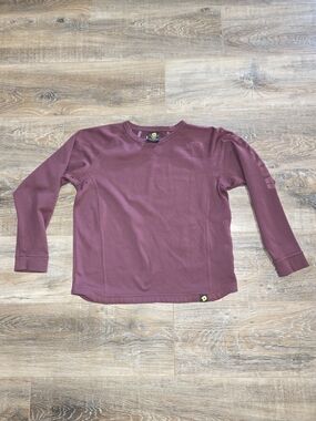 DeMarini Shirt Youth Medium Maroon Thermal Crewneck Long Sleeve Baseball Raglan